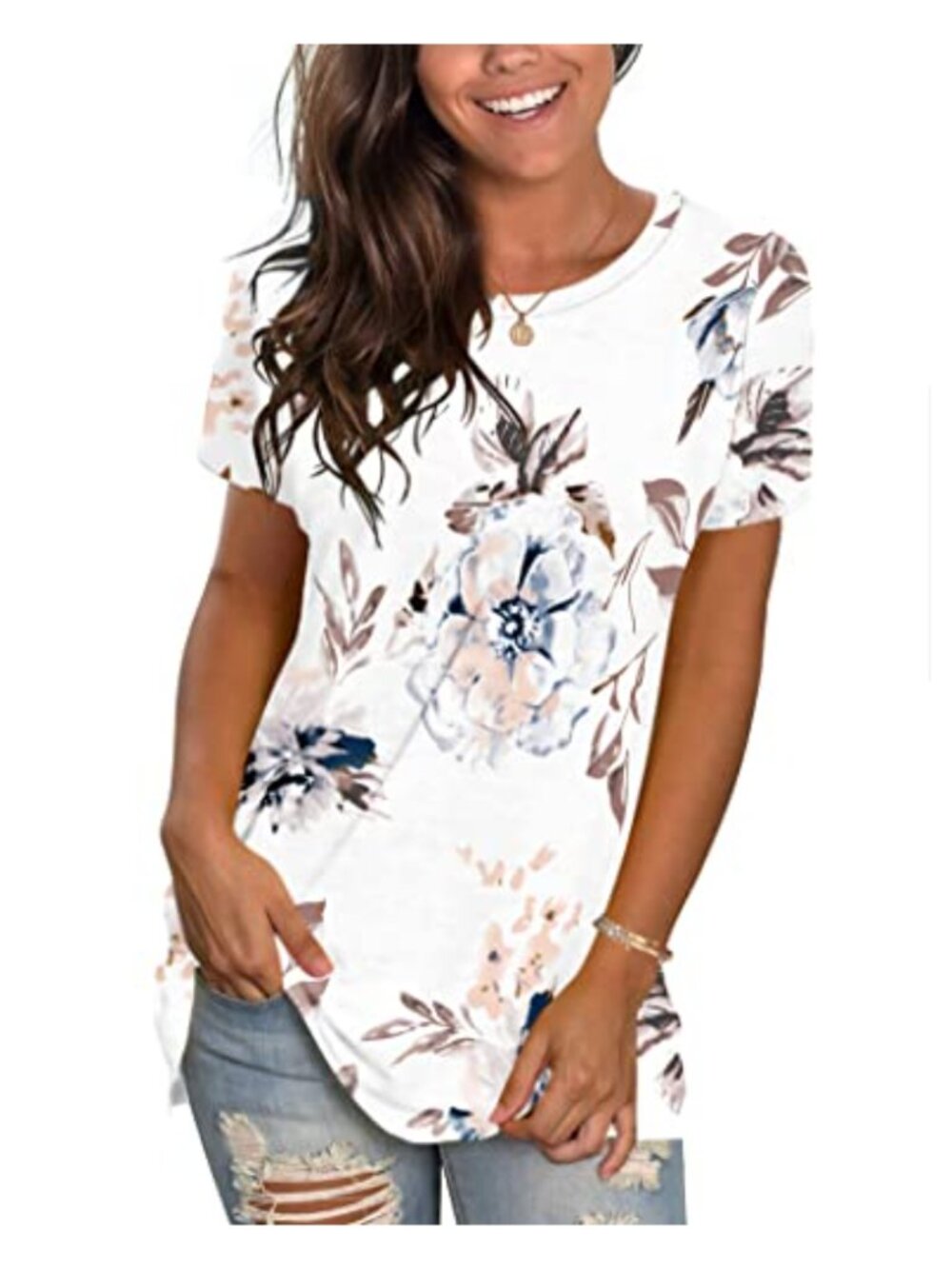 Womens Summer Short Sleeve Crewneck T-Shirt Loose Fit Casual Top